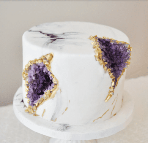 Five-Tier White, Purple, Crystal Wedding Cake